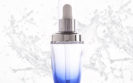 blue glass gradient finish dropper bottle water splash cosmetic packaging