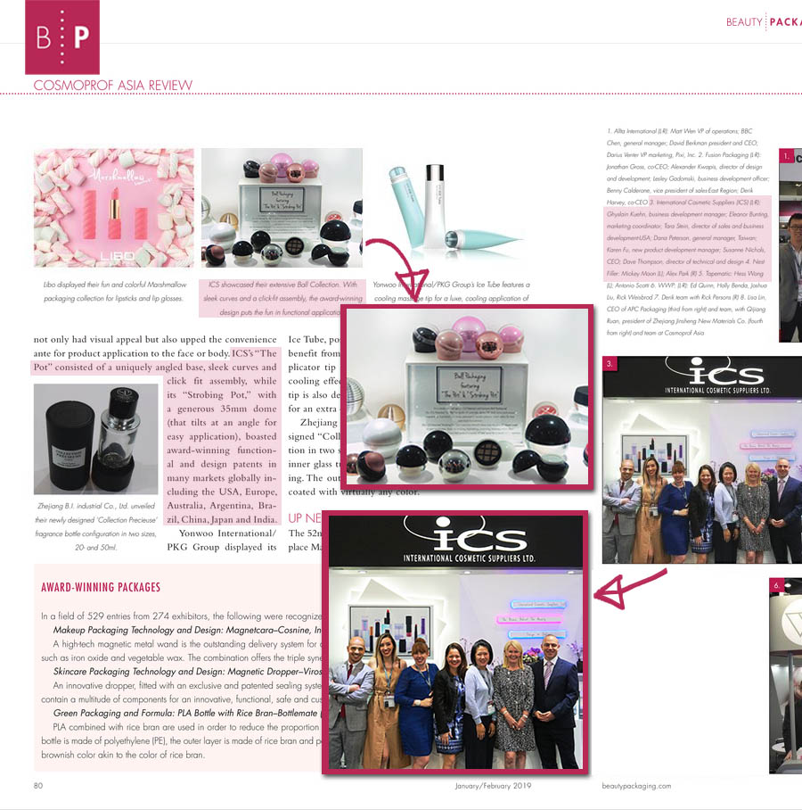 Ics Featured In Beauty Packaging Cosmoprof Asia Review Jan Feb 2019 Issue Ics